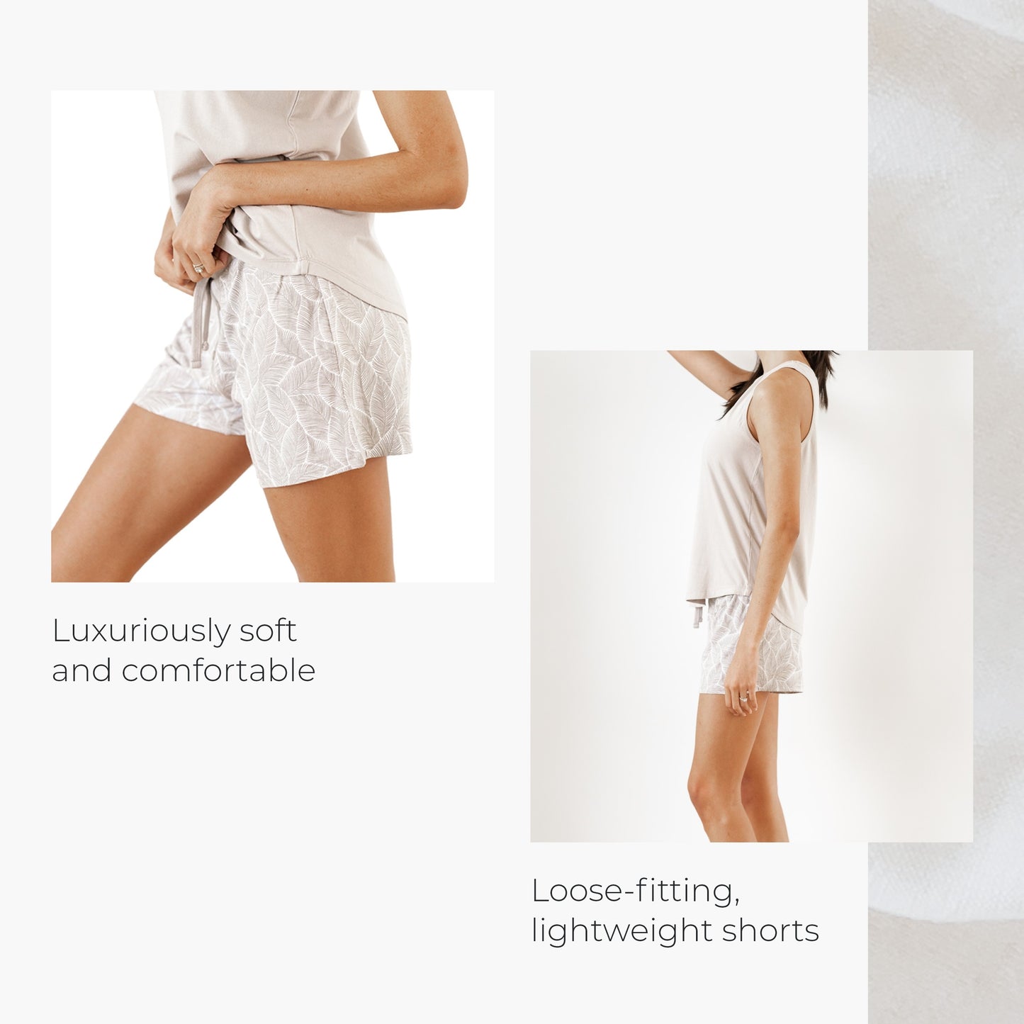 Cariloha - Women's Sleep Shorts - Coastal Gray Leaf - L