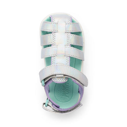See Kai Run - Paley II Fisherman Sandal for Little Kids, Silver Shimmer, 12