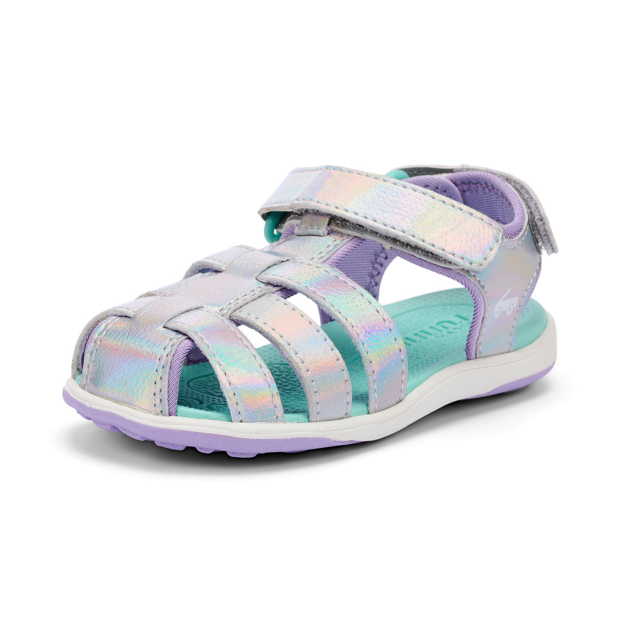 See Kai Run - Paley II Fisherman Sandal for Little Kids, Silver Shimmer, 12