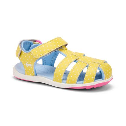 See Kai Run - Paley II Fisherman Sandal for Toddlers, Yellow/Blue, 4