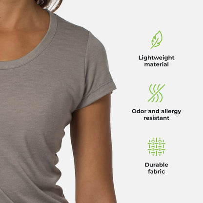 Cariloha Bamboo Scoop Tee - Moisture Wicking Scoop Neck Tee for Women - Large - Gray