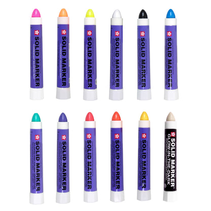 Sakura Solid Marker, Solidified Paint, 12 Pack Set of 12 colors including Glow in the Dark