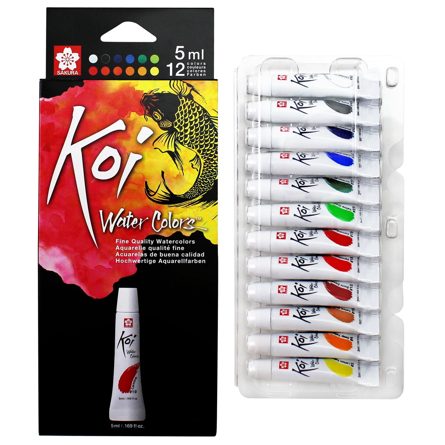 Sakura KOI WTRCLR 5ML PK, 12 Colors