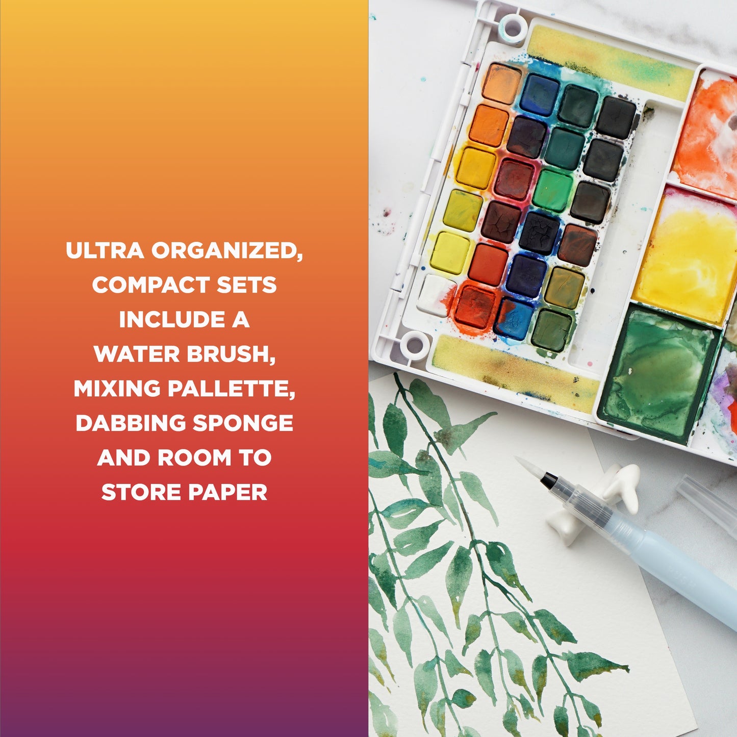 Sakura XNCW-12H, 12 Assorted Watercolors Field Sketch Set with Brush