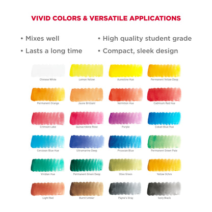 Sakura XNCW-24N, 24 Assorted Watercolors Field Sketch Set with Brush