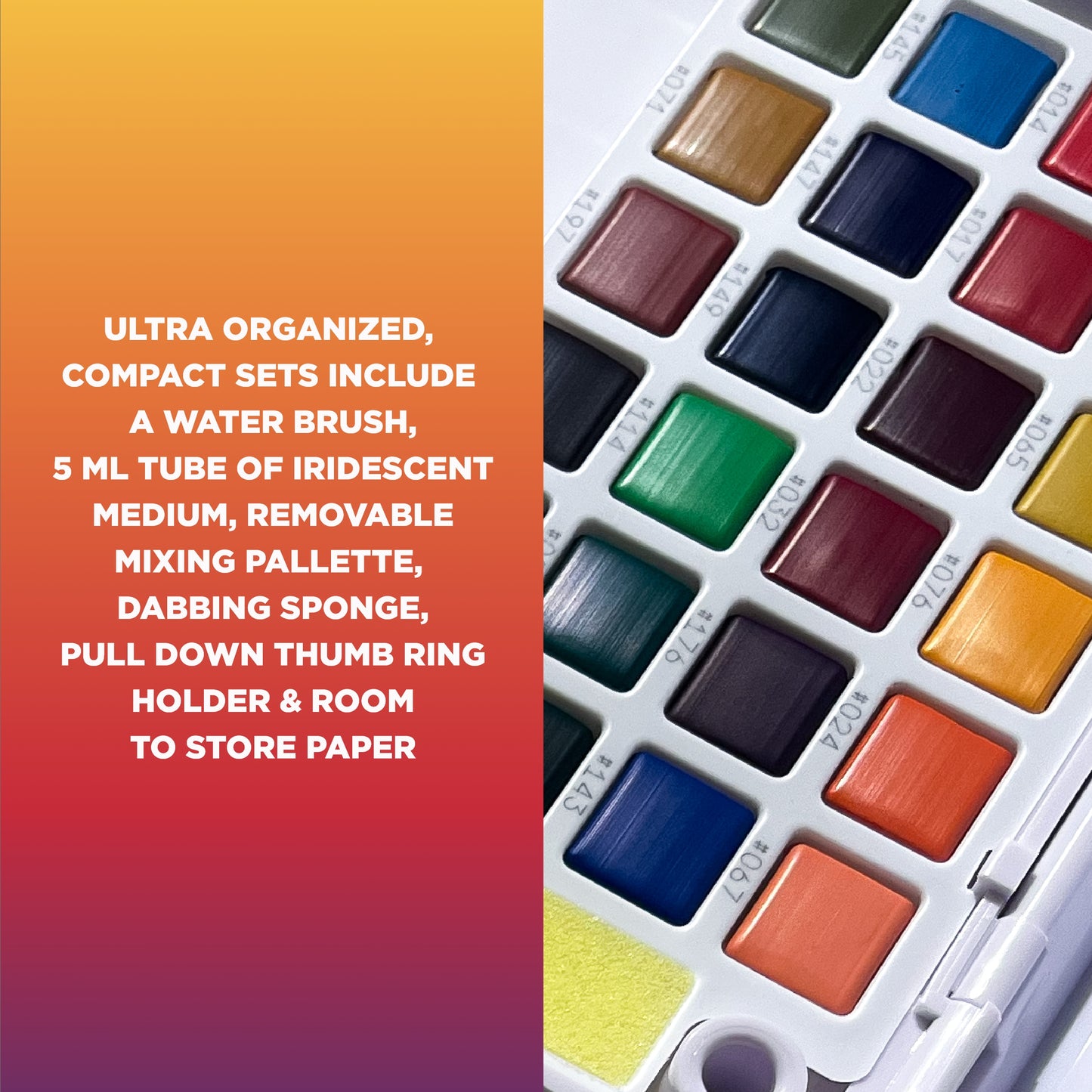 SAKURA Koi Watercolor Pocket Field Sketch Set with Brush, 24 Blendable Colors + Iridescent Medium XNCW-24N5L