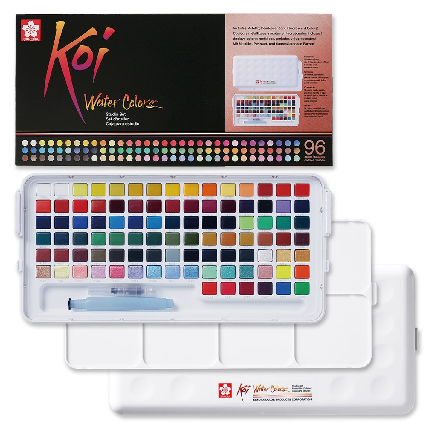 SAKURA Koi Water Studio Watercolors, 3 Piece Set, 96 Colors Count