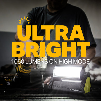 LUXPRO Pro Series 1050 Lumen Directional Pivoting Work Light - Battery Powered Work Light for Up to 35 Hours of Use - Portable Light for Camping, Garage, and More