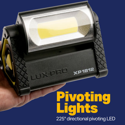 LUXPRO Pro Series 1050 Lumen Directional Pivoting Work Light - Battery Powered Work Light for Up to 35 Hours of Use - Portable Light for Camping, Garage, and More