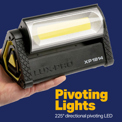 LUXPRO Pro Series 1300 Lumen Directional Pivoting Work Light - Battery Powered Work Light for Up to 40 Hours of Use - Portable Light for Camping, Garage, and More
