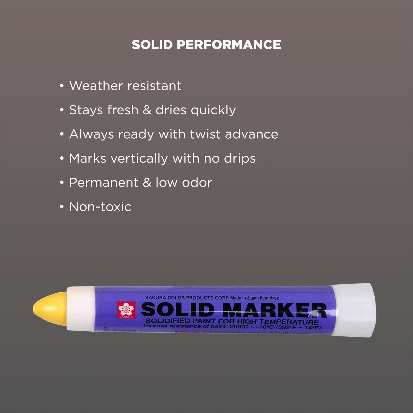 SAKURA - XSC-3 Sakura Solidified Paint Solid Marker, Yellow (Box of 12)