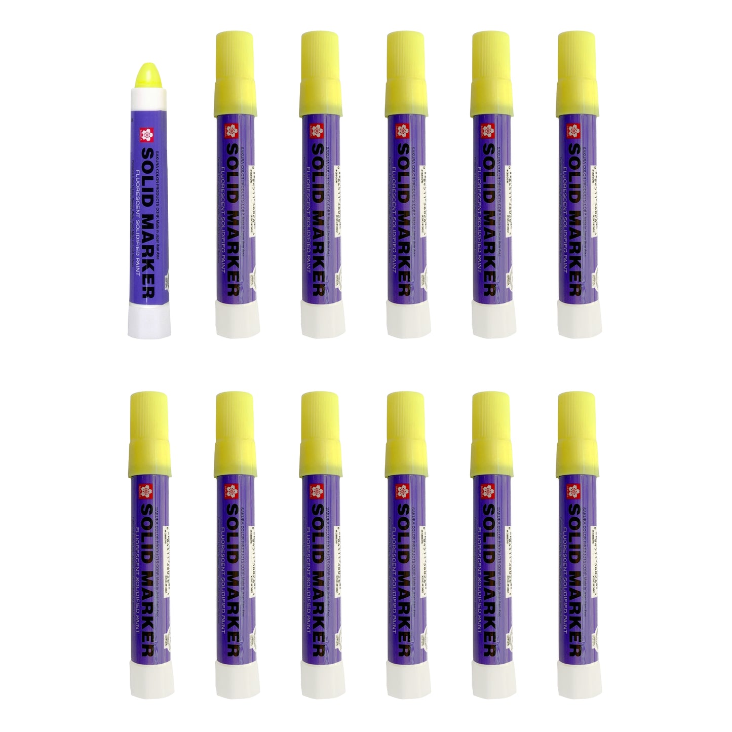 SAKURA - XSC-302 Sakura Solidified Paint Solid Marker, Fluorescent Lemon (Box of 12)