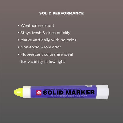 SAKURA - XSC-302 Sakura Solidified Paint Solid Marker, Fluorescent Lemon (Box of 12)