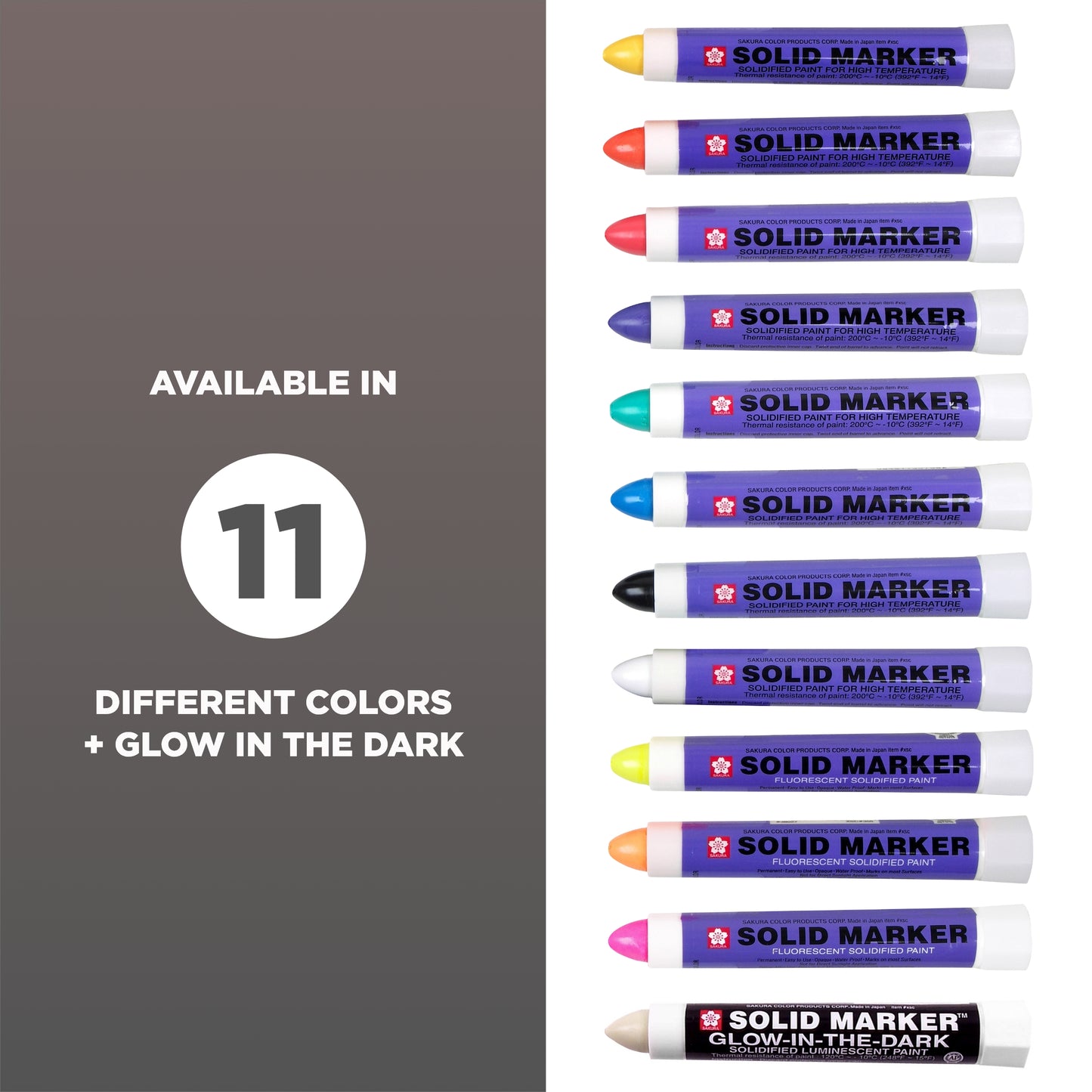 SAKURA - XSC-302 Sakura Solidified Paint Solid Marker, Fluorescent Lemon (Box of 12)