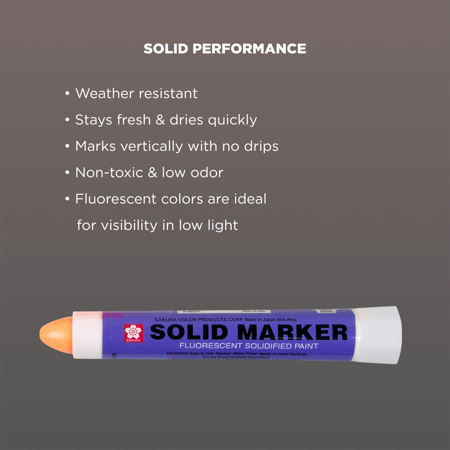 SAKURA - XSC-305 Sakura Solidified Paint Solid Marker, Fluorescent Orange (Box of 12)