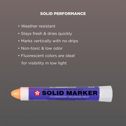 SAKURA - XSC-305 Sakura Solidified Paint Solid Marker, Fluorescent Orange (Box of 12)