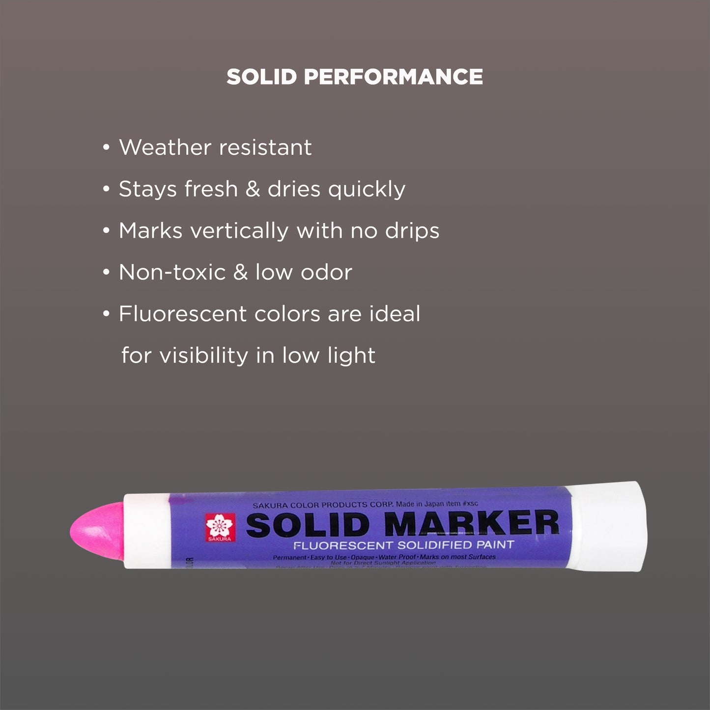 SAKURA XSC-320 Solidified Paint Solid Marker, Fluorescent Pink (Box of 12)