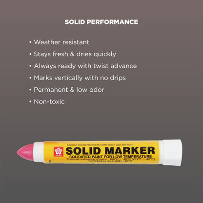 Sakura XSC-T-19 Red Solidified Paint Low Temperature Solid Marker, -40 to 212 Degree F, 13 mm Twist-Up Tip (Pack of 12)