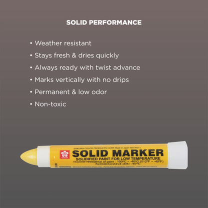 Sakura XSC-T-3 Yellow Solidified Paint Low Temperature Solid Marker, -40 to 212 Degree F, 13 mm Twist-Up Tip (Pack of 12)