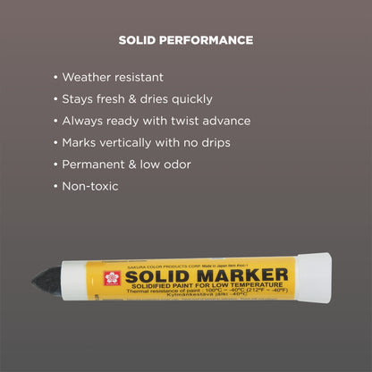 Sakura XSC-T-49 Black Solidified Paint Low Temperature Solid Marker, -40 to 212 Degree F, 13 mm Twist-Up Tip (Pack of 12)