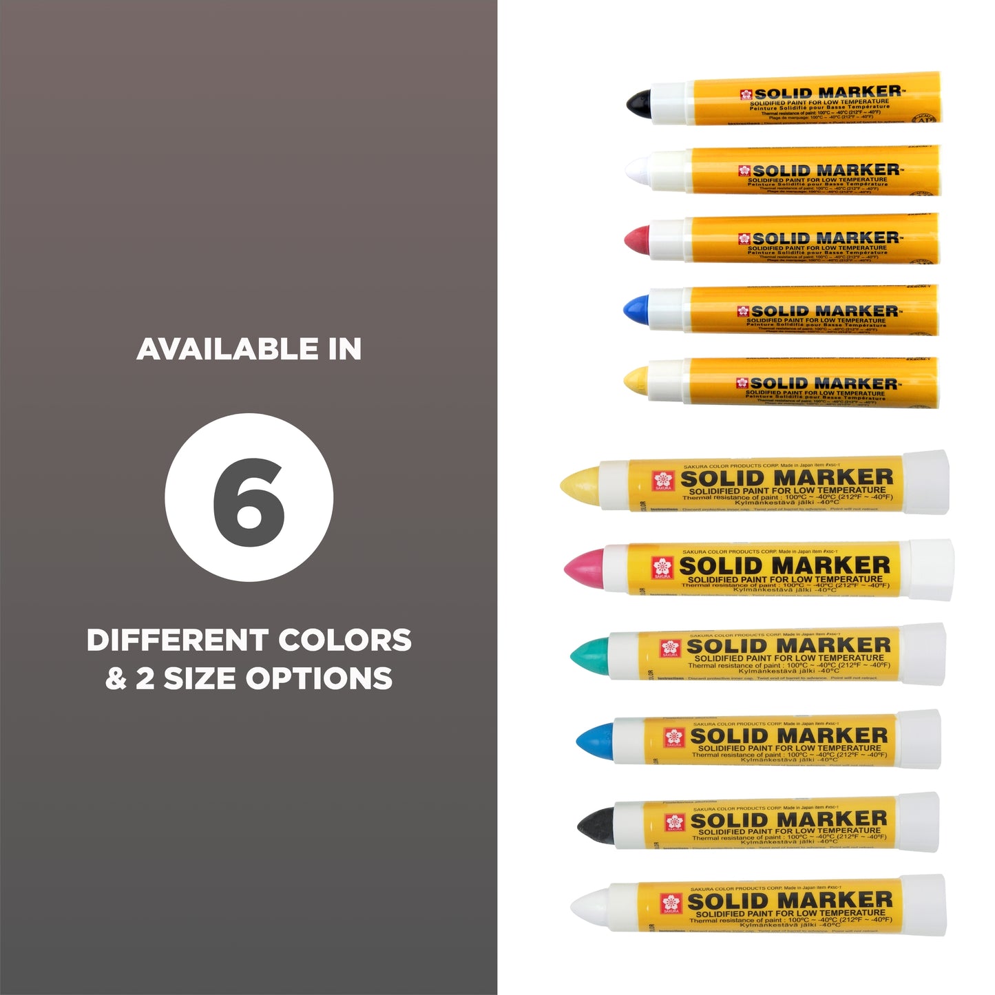 Sakura XSC-T-49 Black Solidified Paint Low Temperature Solid Marker, -40 to 212 Degree F, 13 mm Twist-Up Tip (Pack of 12)