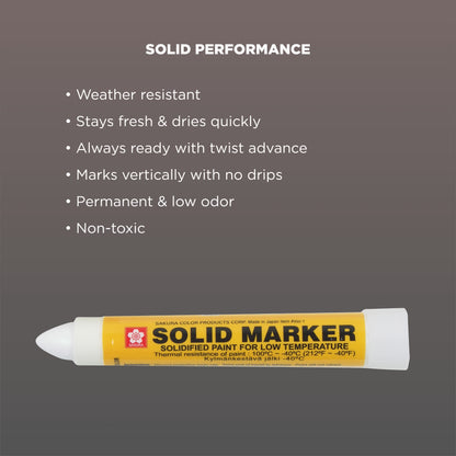 Sakura XSC-T-50 White Solidified Paint Low Temperature Solid Marker, -40 to 212 Degree F, 13 mm Twist-up Tip 12 pack