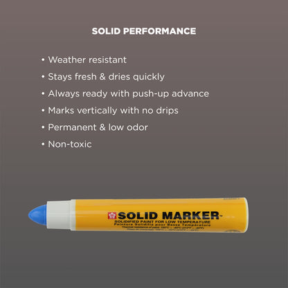 Sakura XSCM-T-36 Blue Solidified Paint Low Temperature Slim Solid Marker, Mini-Barrel, -40 to 212 Degree F, 10 mm Push-Up Tip (Pack of 12)