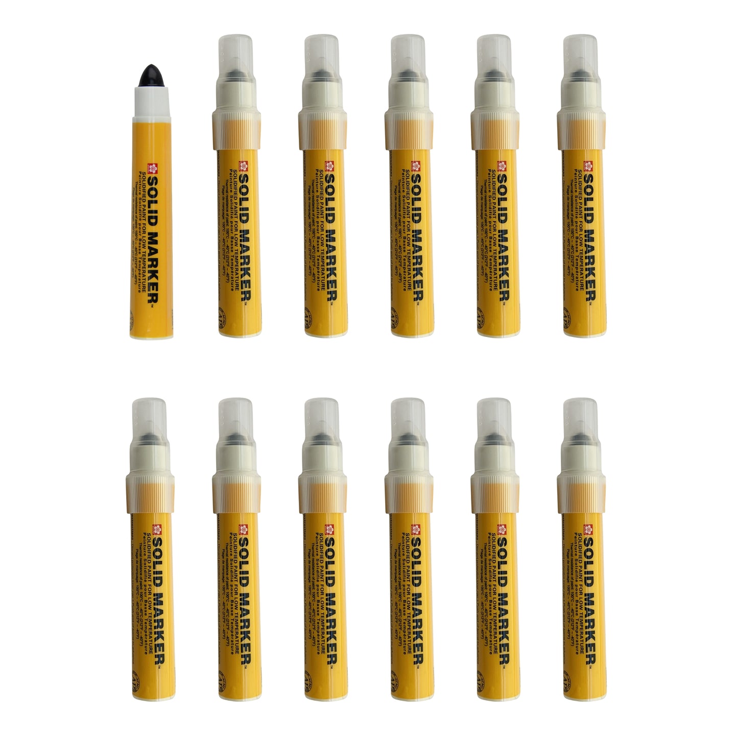 SAKURA Solid Marker, Solidified Paint, Low Temperature, Mini-Barrel Black 12Pack