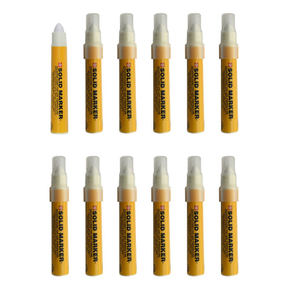 Sakura XSCM-T-50 White Solidified Paint Low Temperature Slim Solid Marker, Mini-Barrel, -40 to 212 Degree F, 10 mm Push-Up Tip (Pack of 12)