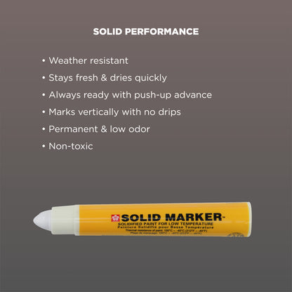 Sakura XSCM-T-50 White Solidified Paint Low Temperature Slim Solid Marker, Mini-Barrel, -40 to 212 Degree F, 10 mm Push-Up Tip (Pack of 12)