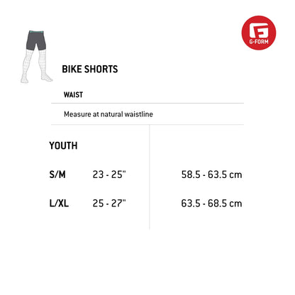 G-Form Youth Pro-X3 Bike Liner - Dirt Bike and Mountain Bike Sports Shorts - Black, Youth S/M