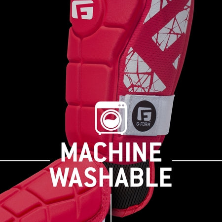 G-Form Elite Batter's Leg Guard - Baseball Leg Guard with Adjustable Straps - RH Hitter, Red, Youth