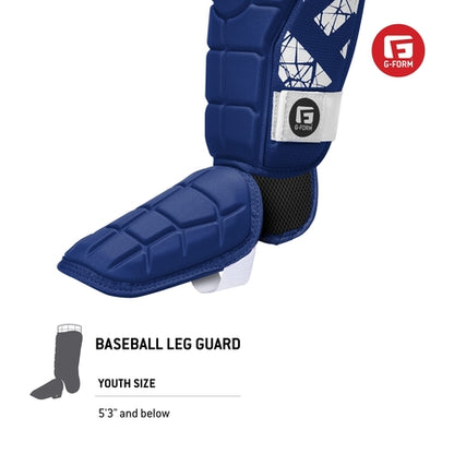 G-Form Youth Elite Batter's Leg Guard - Baseball Leg Guard with Adjustable Straps - RH Hitter, Black, Youth