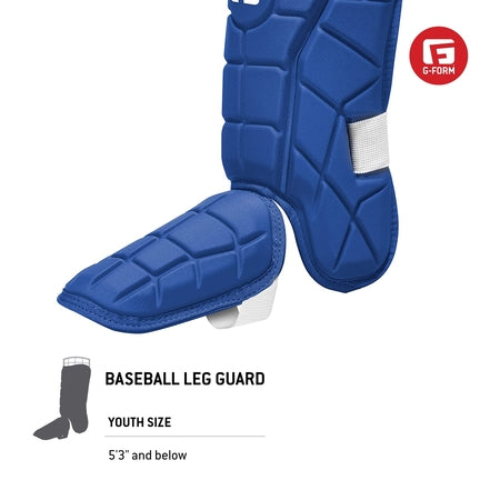 G-Form Elite Batter's Leg Guard - Baseball Leg Guard with Adjustable Straps - LH Hitter, Royal Blue, Youth