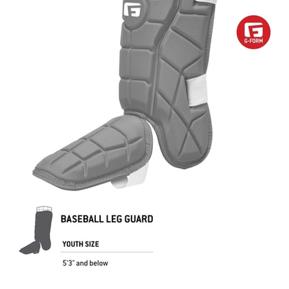 G-Form Elite Batter's Leg Guard - Baseball Leg Guard with Adjustable Straps - LH Hitter, Silver, Youth