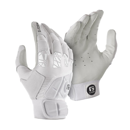 G-Form Youth Pure Contact Baseball Batting Gloves - Leather Baseball Gloves for Athletes - White, Youth L/XL