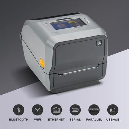 Zebra ZD621 Thermal Transfer Desktop Printer Color Touch LCD 203 dpi Print Width 4-inch USB Serial Ethernet 802.11ac ZD6A142-301L01EZ