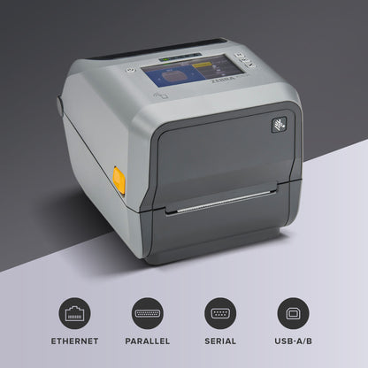 Zebra ZD621 Thermal Transfer Desktop Printer Color Touch LCD 300 dpi Print Width 4-inch USB Serial Ethernet ZD6A143-301F00EZ