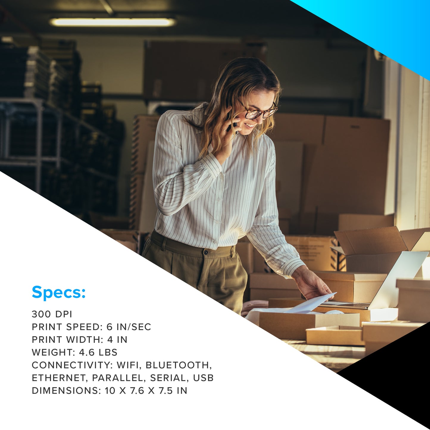 Zebra ZD621 Thermal Transfer Desktop Printer Color Touch LCD 300 dpi Print Width 4-inch USB Serial Ethernet 802.11ac with Cutter ZD6A143-321L01EZ