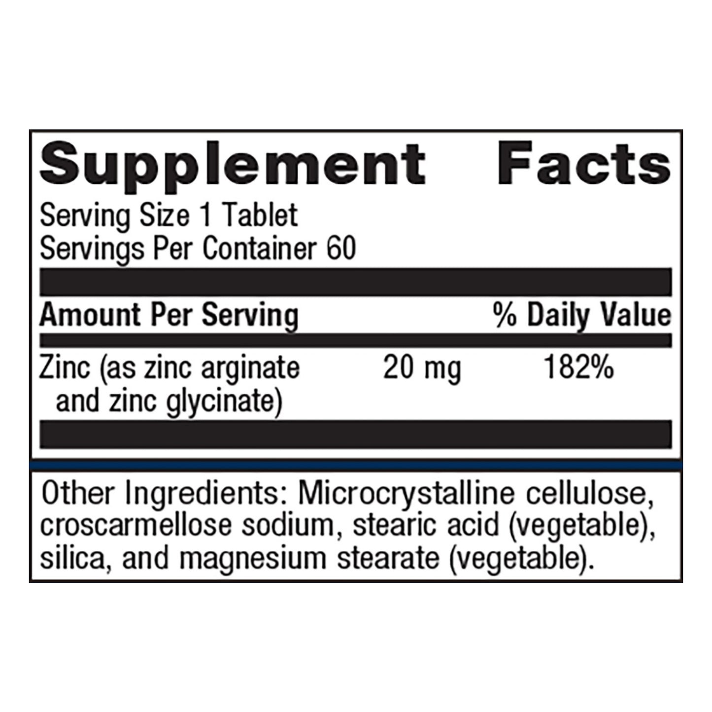 Metagenics Zinc AG, Highly Absorbable GI Friendly 20 mg Zinc Arginate and Zinc Glycinate Supplement - 60 Tablets