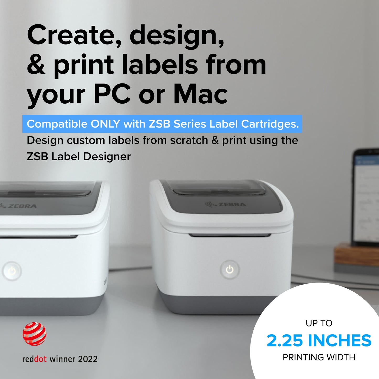 ZSB Series Thermal Label Printer from Zebra ZSB Label Printer Frustration Free Wireless Labeling for Shipping, Address, Barcodes, Filing and More - ZSB-DP12-2-inch Print Width