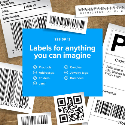 ZSB Series Thermal Label Printer from Zebra ZSB Label Printer Frustration Free Wireless Labeling for Shipping, Address, Barcodes, Filing and More - ZSB-DP12-2-inch Print Width
