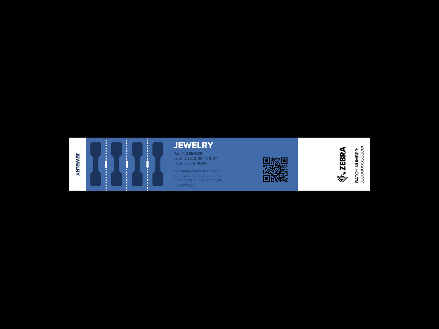 ZSB Series from Zebra - ZSB Labels, Recyclable Label Cartridge - ZSB-LC8 Jewelry Labels - 2.25 x 0.5 Inch