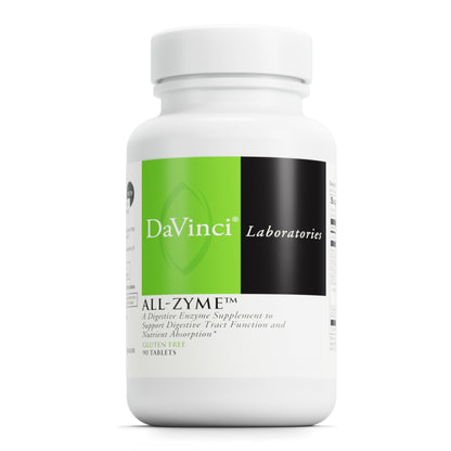DaVinci Labs All-Zyme - Dietary Supplement to Support Digestive Tract Function and Nutrient Absorption - With Calcium, Pepsin, Bromelain, Papain, Pancreatin and More - Gluten-Free - 90 Tablets