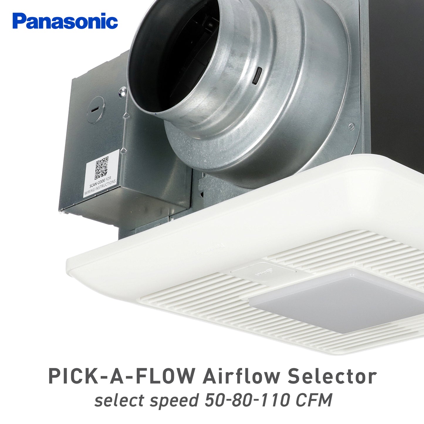 Panasonic FV-0511VKL2 WhisperGreen Select Ventilation Fan with Light, 50-80-110 CFM , White