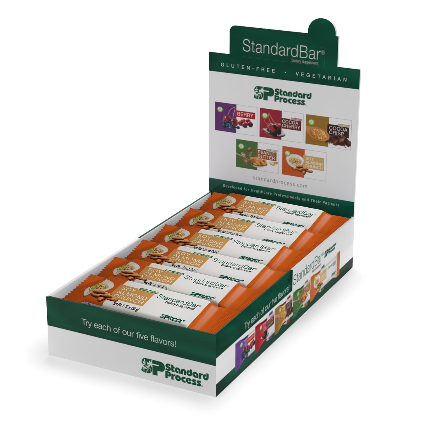 Standard Process StandardBar - Gluten-Free Protein Bar with Whole Food Formula of Calcium, Potassium, and More - Vegetarian - 18 Bar Pack - Berry