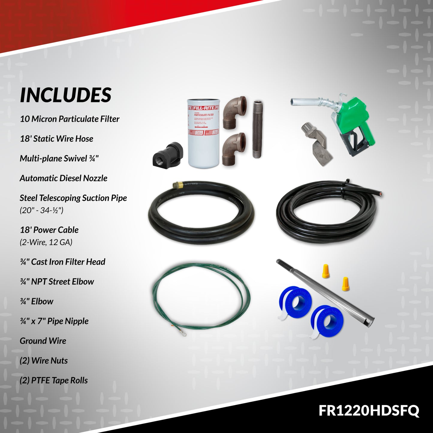Fill-Rite FR1220HDSFQ 12V 15 GPM Fuel Transfer Pump with Premium Filter Package | Gasoline, Diesel, Kerosene, Ethanol Blends, Methanol Blends & Biodiesel¬†
