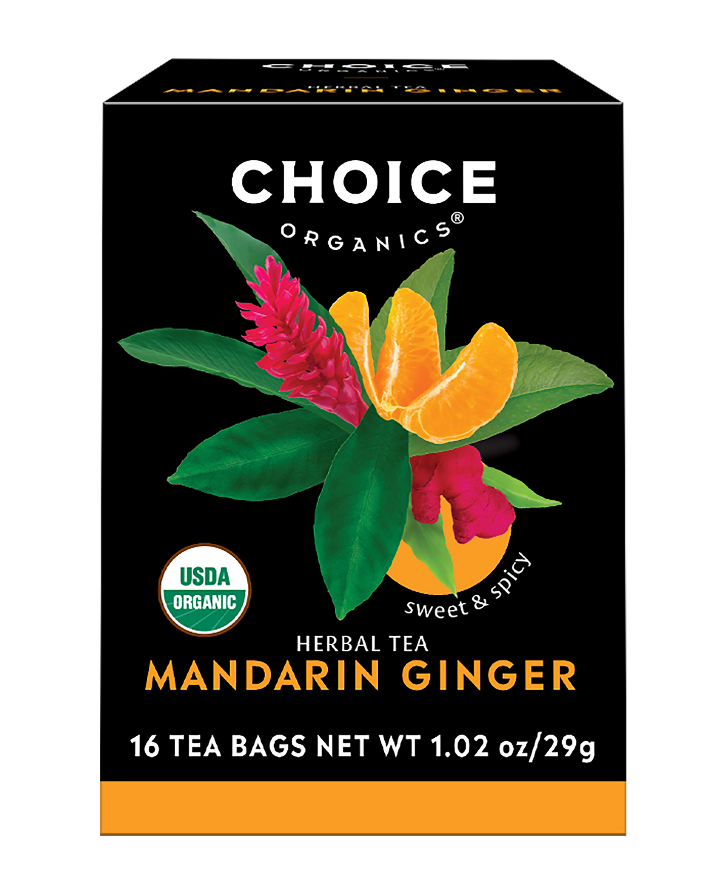 Choice Organics - Organic Mandarin Ginger Tea (6 Pack) - Organic Herbal Tea - 96 Tea Bags
