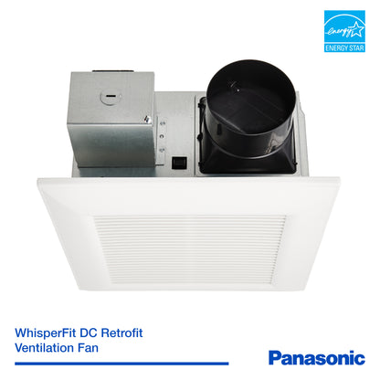 Panasonic FV-0511VF1 WhisperFit DC Retrofit Ventilation Fan, 50, 80 or 110 CFM, Quiet Energy Star Certified Energy-Saving Ceiling
