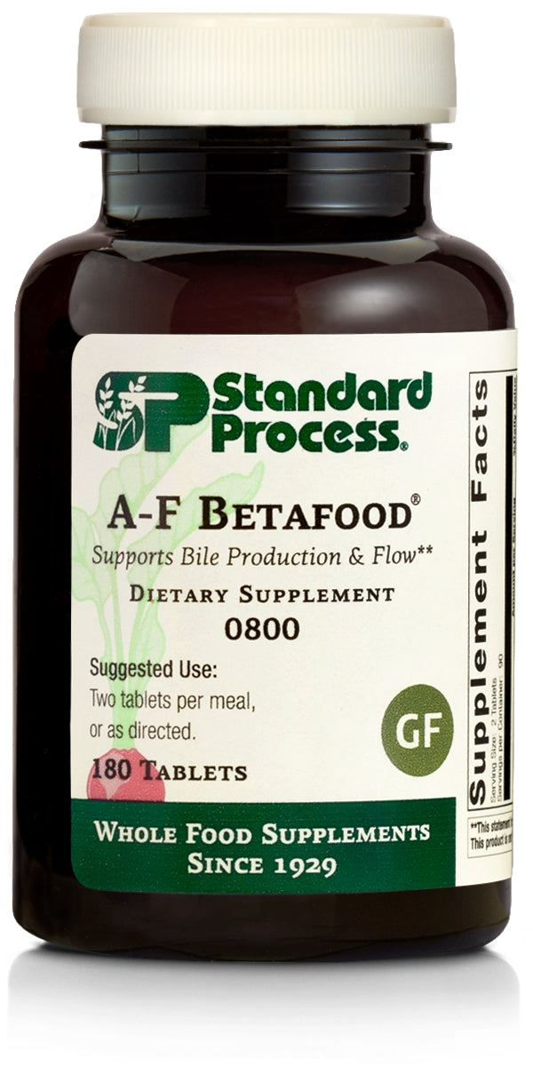 Standard Process A-F Betafood - Gluten-Free Liver Support, Cholesterol Metabolism, and Gallbladder Support Supplement with Vitamin A, Iodine, Vitamin B6 - 360 Tablets